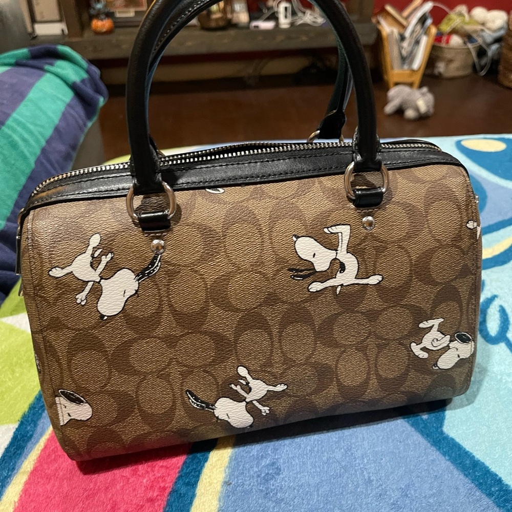 Coach Brown and Black Snoopy Satchel - Picture 10 of 12